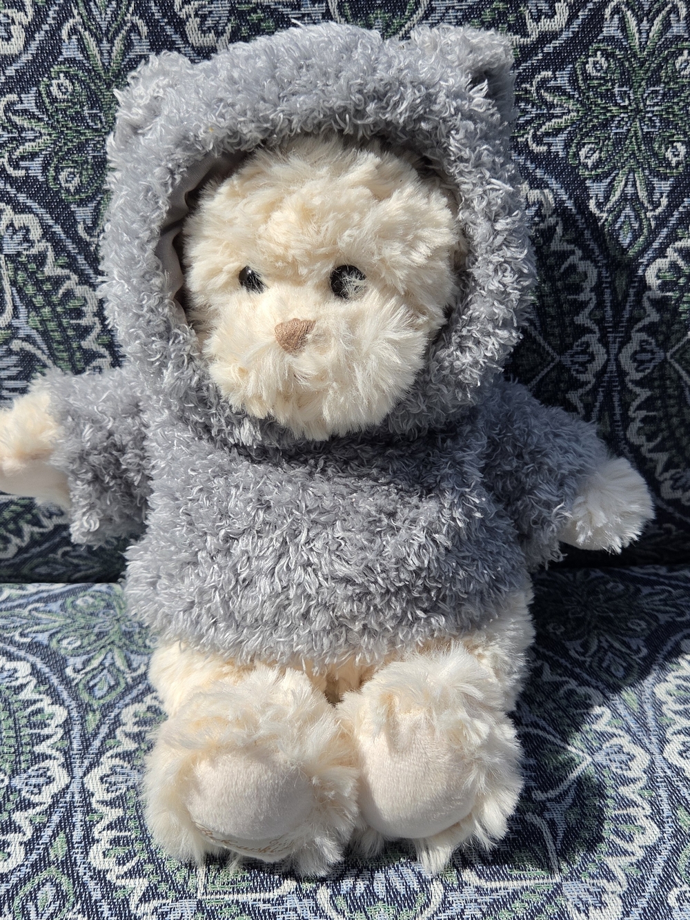 Bukowski Bears Lucas Plush White Teddy Bear Grey Fleece Hoodie 30cm Sweden